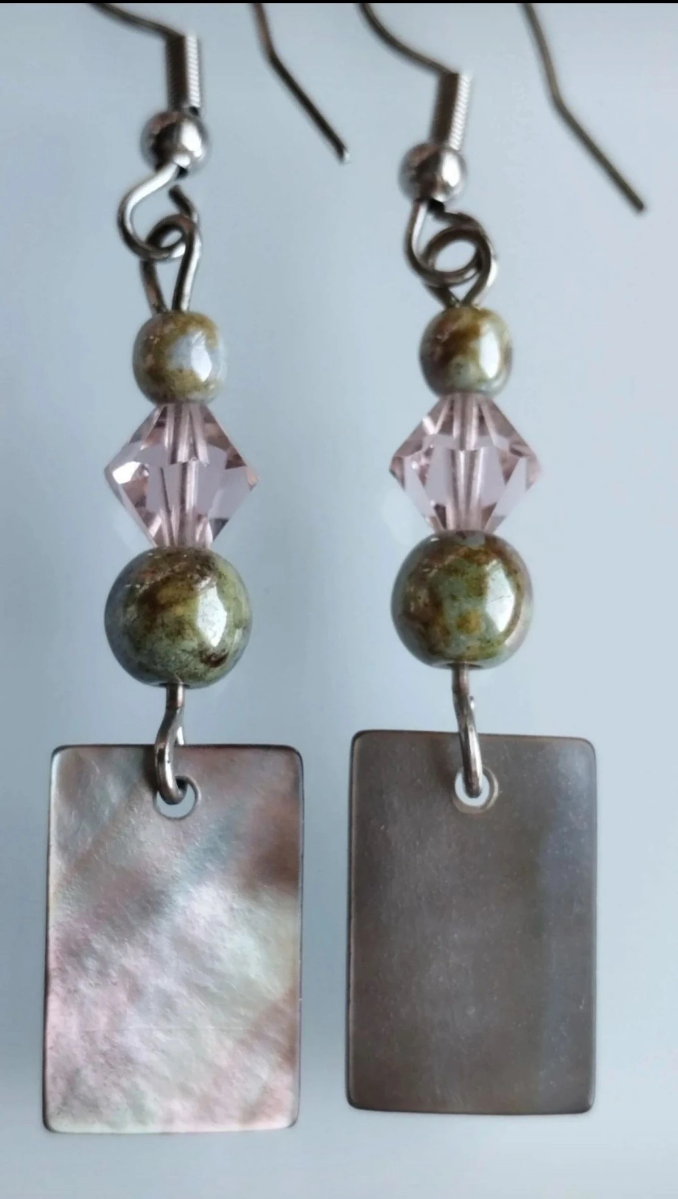 🌪️🌟🟢Beautiful and Elegant Handmade Mother-of-Pearl Earrings with Swarovski Crystal and River Pearls🟢🌟🌪️ – photo 8